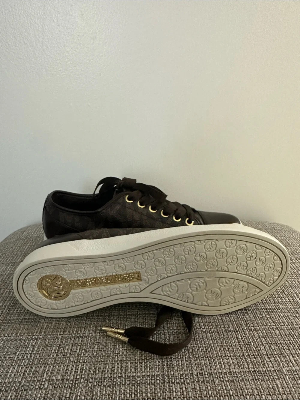 Michael Kors Dark Brown MK Logo Low-Top Sneakers